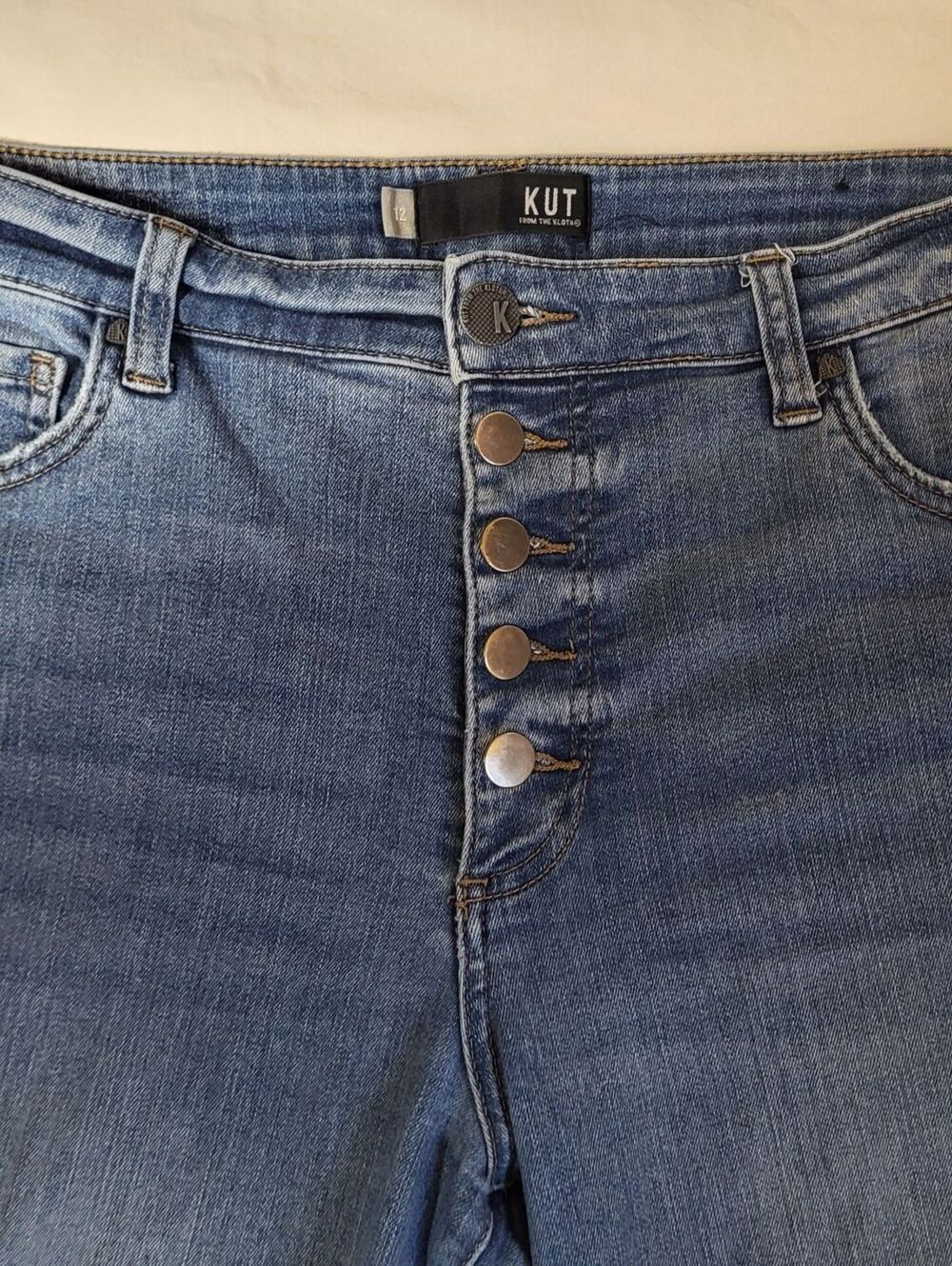 Kut From The Kloth Women's High Waist Button Fly Skinny Jeans Size 12 with Fray - Picture 4 of 9